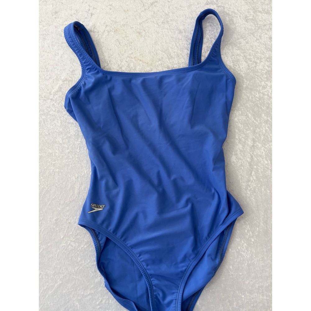 Speedo Women Periwinkle Blue One Piece Swimsuit Square Neck Scoop Back 8 7225003 - Picture 7 of 7